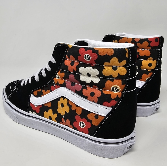 Vans Sk8 Hi Flower Black / Multi Colored Mens Size 10 Sneakers Lace Up Shoes NEW - Picture 7 of 11